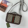 Borsa a tracolla piccola Gucci Ophidia con nastro Web 739392 Marrone