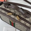 Borsa a tracolla piccola Gucci Ophidia con nastro Web 739392 Marrone