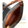 Borsa Celine media Celine Croque Triomphe in tela e pelle di vitello caffè