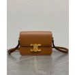 Borsa Celine Teen Triomphe in pelle di vitello lucida caffè
