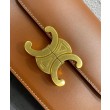 Borsa Celine Teen Triomphe in pelle di vitello lucida caffè
