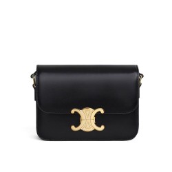 Borsa Celine Teen Triomphe in pelle di vitello lucida nera
