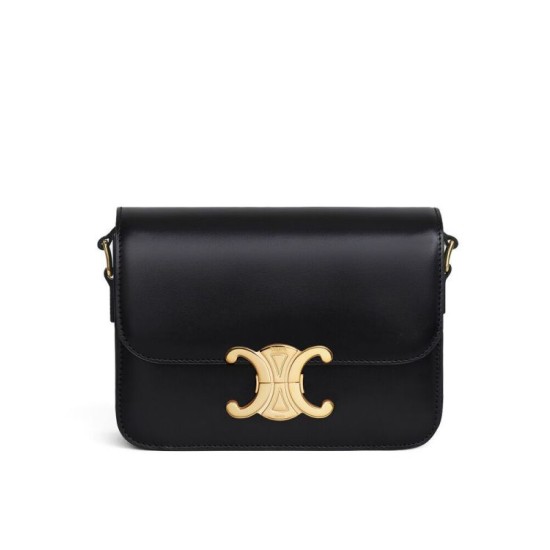 Borsa Celine Teen Triomphe in pelle di vitello lucida nera