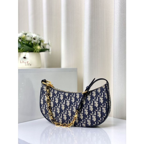 Borsa Christian Dior CD Lounge Dior Oblique Jacquard Blu
