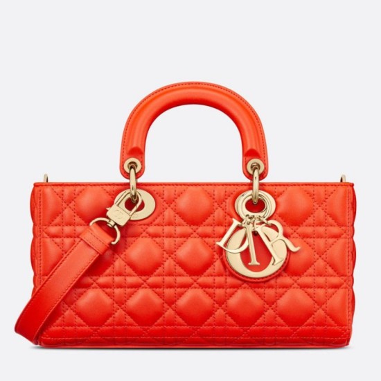 Imitazioni borse griffate Christian Dior Lady D-Joy in pelle di agnello Cannage arancione
