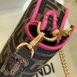 Borsa Fendi Mini Baguette In Tessuto FF Con Finiture Fucsia