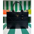 Borse Replica Alta Qualità Prada Prada Symbole grande in pelle con impunture 1BA377 Nera