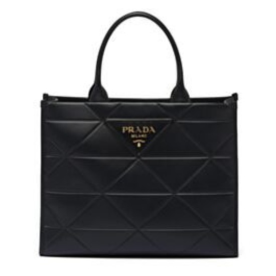 Borse Replica Alta Qualità Prada Prada Symbole grande in pelle con impunture 1BA377 Nera