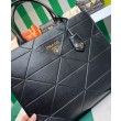Borse Replica Alta Qualità Prada Prada Symbole grande in pelle con impunture 1BA377 Nera