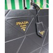 Borse Replica Alta Qualità Prada Prada Symbole grande in pelle con impunture 1BA377 Nera