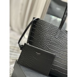 Borse Imitazioni Shopping YSL Saint Laurent Tote In Pelle Stampa Coccodrillo Nera