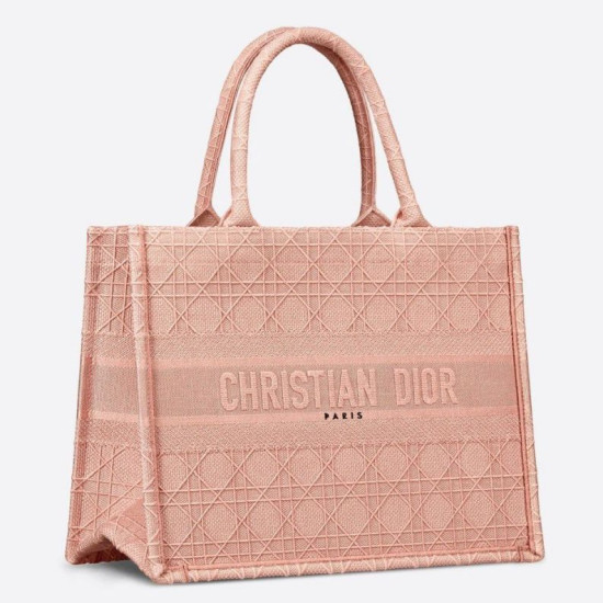 Borsa tote per libri piccola Christian Dior Cannage ricamo rosa Borsa tote per libri piccola Christian Dior Cannage ricamo rosa