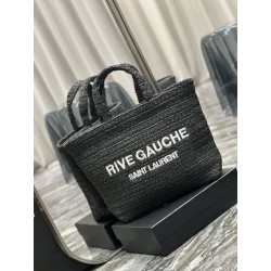 Borsa Replica 1:1 tote ricamata YSL Saint Laurent Rive Gauche nera