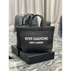 Borsa Replica 1:1 tote ricamata YSL Saint Laurent Rive Gauche nera