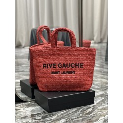 Bora Pari all'originale replica tote ricamata YSL Saint Laurent Rive Gauche Rossa