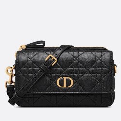Christian Dior Caro Pouch Cannage pelle di vitello nera