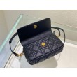 Christian Dior Caro Pouch Cannage pelle di vitello nera