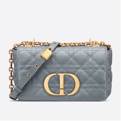 Borsa Caro piccola Christian Dior in pelle di vitello Cannage Blu nuvola