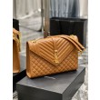 Dettagli perfetti Borsa a busta grande YSL Saint Laurent Mix Matelasse Caramello 31 cm
