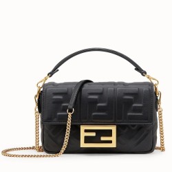 Miglior Prezzo Bora Pari all'originale replica Fendi Mini Baguette FF Motivo Nera Replica