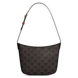 Miglior Prezzo Borsa Celine media Celine Croque Triomphe in tela e pelle di vitello caffè Replica