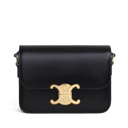 Miglior Prezzo Borsa Celine Teen Triomphe in pelle di vitello lucida nera Replica