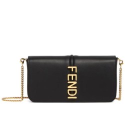 Miglior Prezzo Portafoglio Fendi Fendigraphy Su Catena 8BS076 Nero Replica