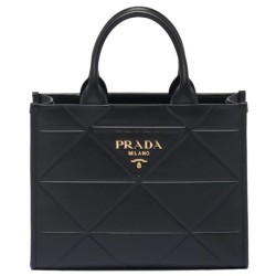 Miglior Prezzo Prada Borse Firmate Replica Prada Symbole piccola in pelle con impunture 1BA379 Nera 
