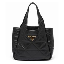 Miglior Prezzo Imitazione Borsa tote Prada media in pelle nappa con impunture 1BG450 nera Replica