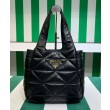 Imitazione Borsa tote Prada media in pelle nappa con impunture 1BG450 nera