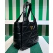 Imitazione Borsa tote Prada media in pelle nappa con impunture 1BG450 nera