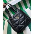 Imitazione Borsa tote Prada media in pelle nappa con impunture 1BG450 nera