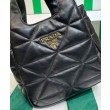 Imitazione Borsa tote Prada media in pelle nappa con impunture 1BG450 nera