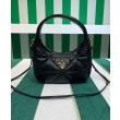 Imitazione Mini borsa Prada in pelle nappa con impunture 1BA384 Nera