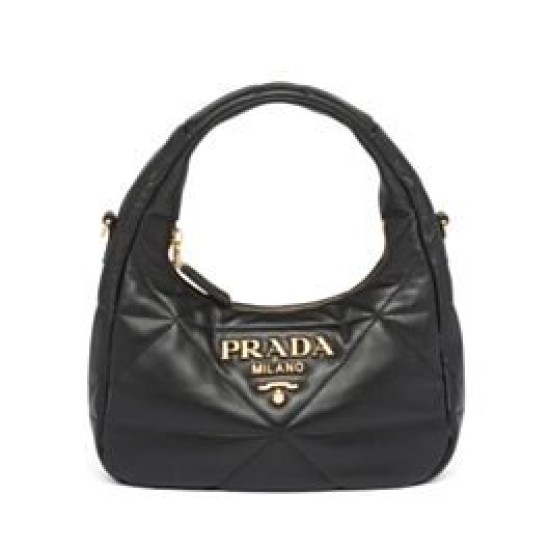 Imitazione Mini borsa Prada in pelle nappa con impunture 1BA384 Nera