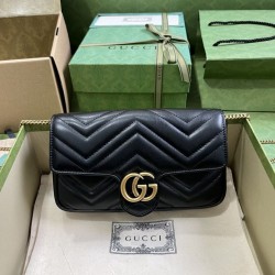 Imitazione Portafoglio con catena mini porta carte Gucci GG Marmont 751526 Nero