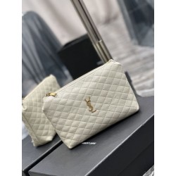 Pochette cosmetica con cerniera YSL Saint Laurent Gaby 23 cm bianca