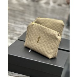 Pochette per cosmetici con cerniera YSL Saint Laurent Gaby 23 cm albicocca