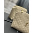 Pochette per cosmetici con cerniera YSL Saint Laurent Gaby 23 cm albicocca