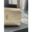 Pochette per cosmetici con cerniera YSL Saint Laurent Gaby 23 cm albicocca
