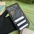 Portafoglio con catena mini porta carte Gucci GG Marmont 751526 Bianco