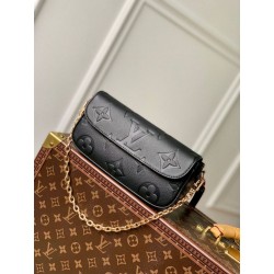 Pari all'originale replica Portafoglio LV con catena Ivy M82210 Nero