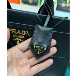 Prada Borse Firmate Replica Prada Symbole piccola in pelle con impunture 1BA379 Nera