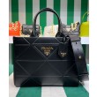 Prada Borse Firmate Replica Prada Symbole piccola in pelle con impunture 1BA379 Nera