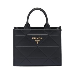 Prada Borse Firmate Replica Prada Symbole piccola in pelle con impunture 1BA379 Nera