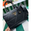 Prada Borse Firmate Replica Prada Symbole piccola in pelle con impunture 1BA379 Nera