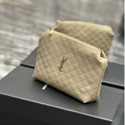 Miglior Prezzo Pochette per cosmetici con cerniera YSL Saint Laurent Gaby 23 cm albicocca Replica
