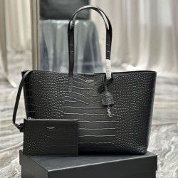 Miglior Prezzo Borse Imitazioni Shopping YSL Saint Laurent Tote In Pelle Stampa Coccodrillo Nera Replica