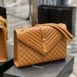 Miglior Prezzo Dettagli perfetti Borsa a busta grande YSL Saint Laurent Mix Matelasse Caramello 31 cm Replica