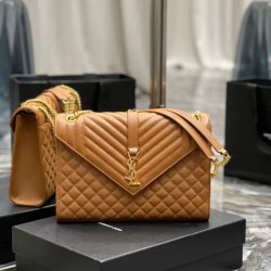 Miglior Prezzo Dettagli perfetti Borsa a busta grande YSL Saint Laurent Mix Matelasse Caramello 31 cm Replica